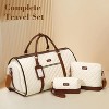 Coolife Garment Bag Travel Foldable Garment Duffel Carry On Weekender Bag Suit Bag Dress Bag Convertible for Hanging Clothes Overnight(White Brown) - 3 of 4