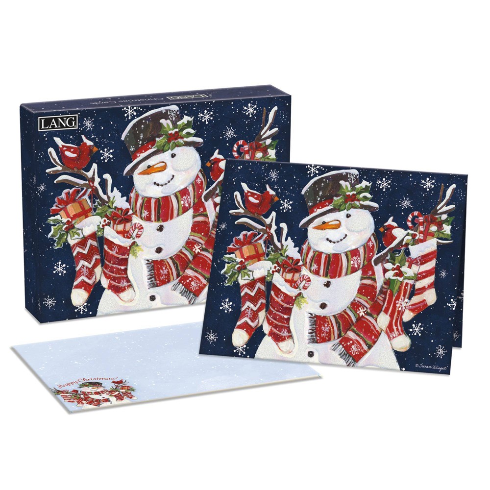 LANG 18ct Snowman and Stockings Christmas Single Design Boxed Card Pack