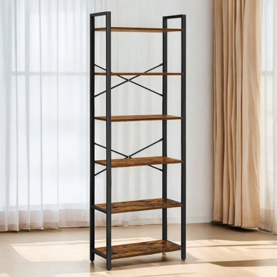 6-Tier Tall Bookshelf, Large Bookcase with Steel Frame, Deep Book Shelf for Living Room, Home Office, Study, 11.8 x 26 x 73.2 Inches