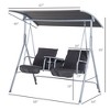 CAVINAS 2-Seat Porch Swing with Stand,Patio Swings with Canopy,Pivot Storage Table,2 Cup Holders,Cushions,Outdoor Swing for Poolside,Garden - 3 of 4
