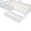 Twin/Full Size Wooden Bed Frame, Platform Bed Frame with 2 Storage Drawers and Guardrail, Wood Slats Support, No Box Spring Needed Wh - 4 of 4