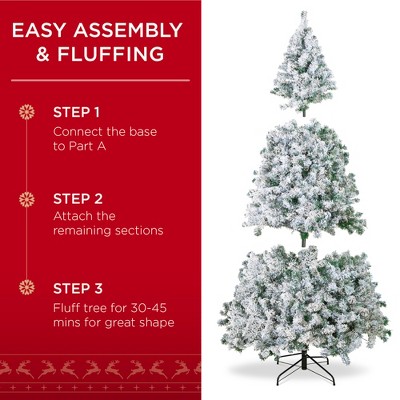Winter Whisper 6ft Pre-Lit Snow Flocked Pine Christmas Tree with Warm White Lights