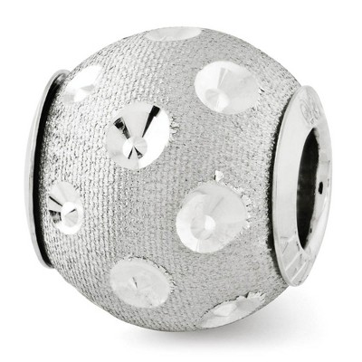 Black Bow Jewelry Textured & Diamond Cut Spotted Sterling Silver Bead Charm