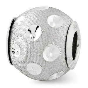 Black Bow Jewelry Textured & Diamond Cut Spotted Sterling Silver Bead Charm - 1 of 3