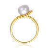 Guili Sterling Silver Gold-Plated Linear Ring with Genuine Freshwater Pearl in Black or White in Sizes 5, 6, 7, 8, and 9 – Elegant, Timeless Design - 2 of 2