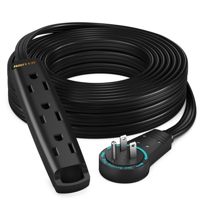 360 Degree Rotating Flat Extension Cord, 3-Outlet 1-Sided, 16 AWG