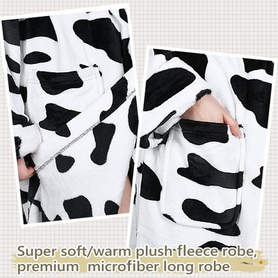 Dalmation Print Hooded Fleece Long Bathrobe