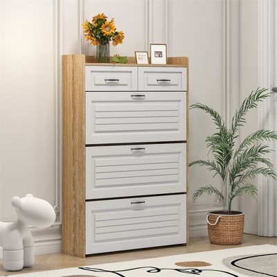 Shoe Storage Cabinet with 3 Flip Drawers for Entryway, Slim Hidden Shoe Rack Storage Cabinet with 2 Drawers, Shoe Cabinet Organizer for Entryway