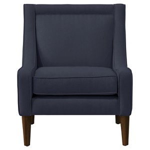 Mid Century Swoop Arm Chair in Linen Navy - Skyline Furniture , Linen Blue