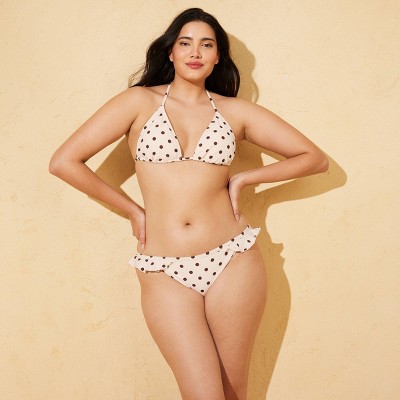 Shade & Shore Women's Polka Dot Ruffle Low Rise Medium Coverage Bottom- Shade & Shore™ Cream/Black M — фото 4