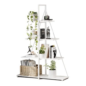ODK Sailboat Shaped Bookshelf, Book Shelf, 4-Tier Ladder Design, Sturdy Free-Standing Storage Shelves, Space Saving for Living-Room Office Bedroom - 1 of 4