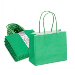 Kraft Paper Loot Gift Bag With Handles * Dark Green Birthday Party Gift Bags 