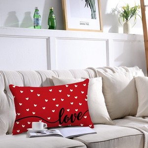 Valentine's Day Rectangle Pillow Covers Heart Red Throw Pillow Case 12 x 20  Inch Velvet