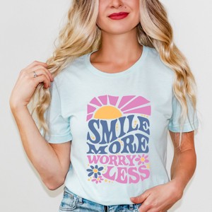 Simply Sage Market Smile More Worry Less Sunshine Short Sleeve Tee - 1 of 4