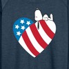 Women's - Peanuts - Snoopy On Flag Heart Lightweight French Terry Wide Neck Long Sleeve Shirt - 2 of 4