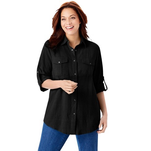 Woman Within Women's Plus Size Cotton Gauze Bigshirt : Target