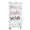 Okak Display Cabinet, 4 Tier Storage Cabinet with 2 Doors and Wheels, Freestanding Cabinet for Living Room, Hallway and Office, White - 4 of 4