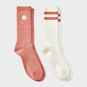 Men's 2pk Casual Crew Socks - Goodfellow & Co™ Apricot Orange 6-12 - 1 of 3