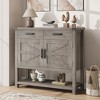 Farmhouse Entryway Table with 2-Door Cabinet & 2 Drawers, Wood Console Table with Storage, Coffee Bar Cabinet, Sofa Tables Buffet Sideboard - 3 of 4