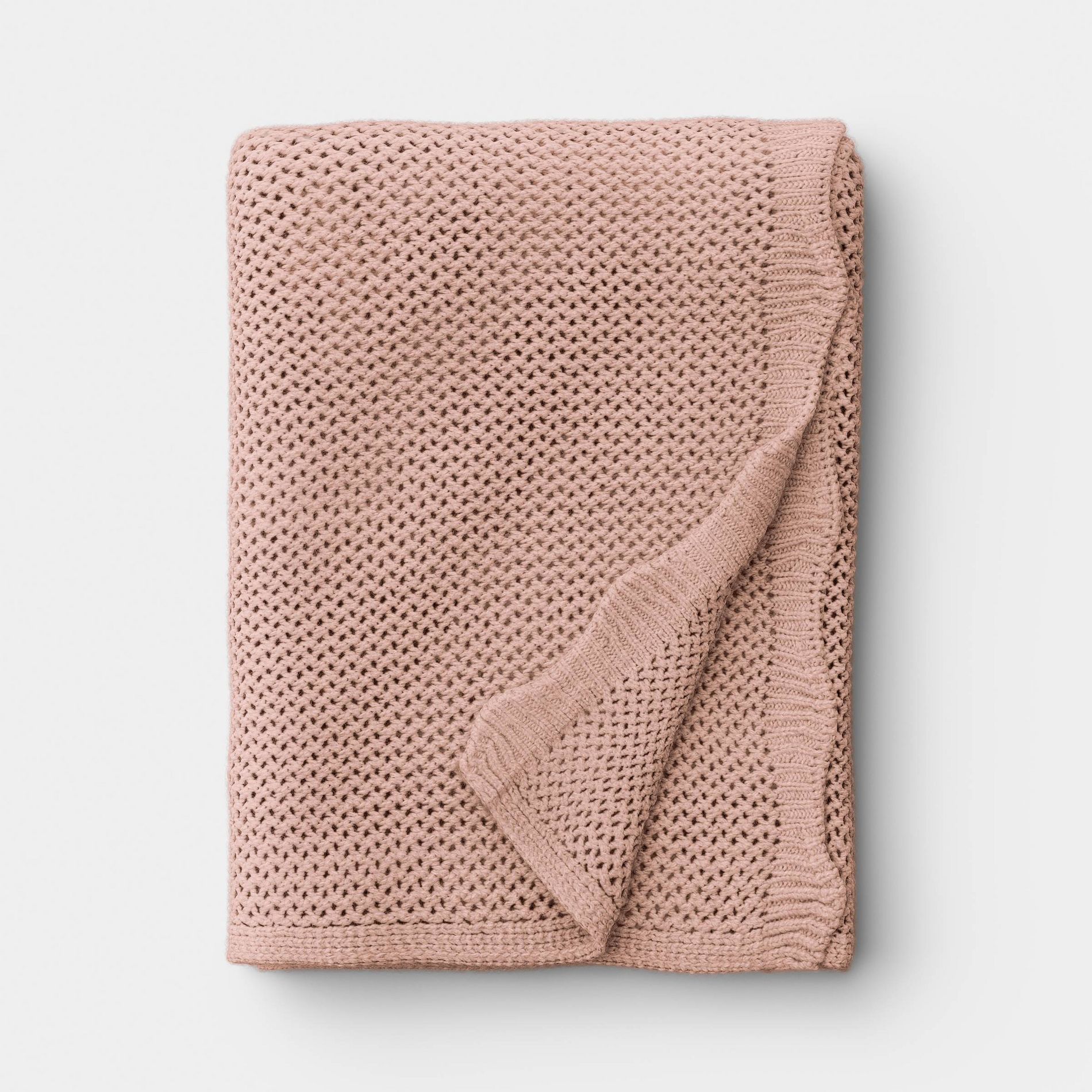 Knit Throw with Scalloped Edge Pink - Threshold™