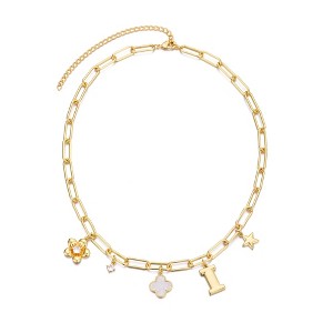 Adornia 14k Yellow Gold Plated Initial Chunky Charm Necklace - 1 of 1