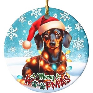 Lomsoe 2025 Christmas Ornament Dog with Santa Hat Ceramic Dog Christmas Tree Decoration Dog Lovers Gift Christmas Tree Ornament Christmas Gift - 1 of 1