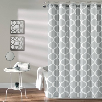 Single Geo Shower Curtain Light Gray - Lush Décor