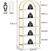 5 Tier Bookcase Arched Display Racks Bookshelves Metal Frame Modern Storage Rack Shelf, Wood Book Shelf for Bedroom, Living Room, Office - 2 of 4