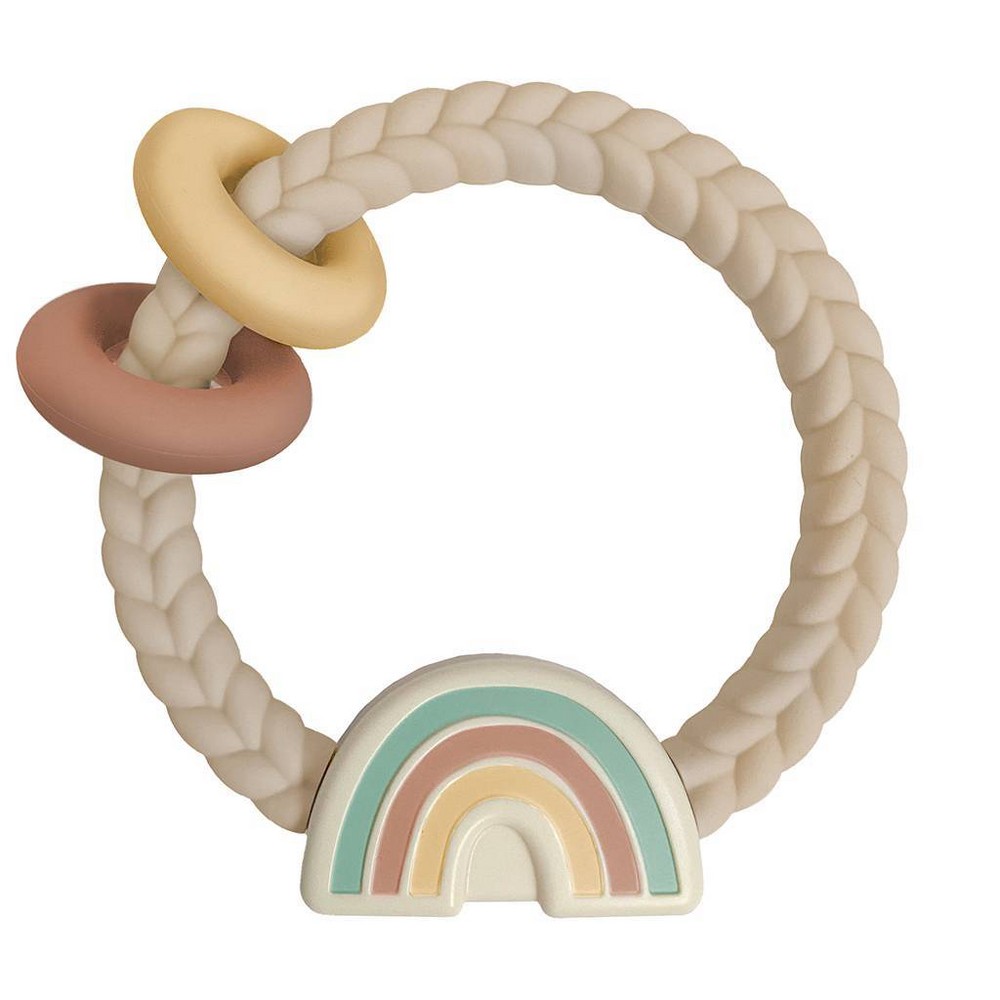 Photos - Bottle Teat / Pacifier Itzy Ritzy Ring Rattle & Teether - Rainbow Neutral 