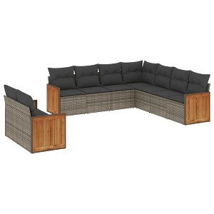 vidaXL 9 Piece Patio Sofa Set with Cushions - Gray Without Table - 1 of 4