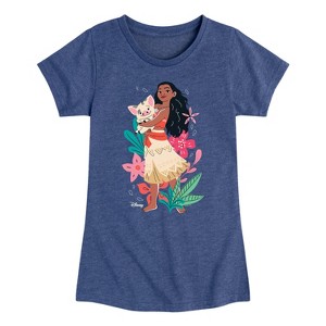 Girls' - Disney Princess - Moana and Pua Fitted Short Sleeve Graphic T-Shirt - 1 of 4