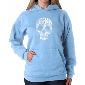 LA Pop Art Rock n Roll Skull - Women's Word Art Hooded Sweatshirt - 1 of 4