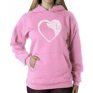 LA Pop Art Dog Heart - Women's Word Art Hooded Sweatshirt - 1 of 4