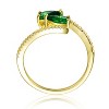 Guili Elegant Sterling Silver 14K Gold-Plated Bypass Ring with Emerald Cubic Zirconia for a Chic, Timeless Sparkle. Green or Blue, Sizes 6-8. - 2 of 3