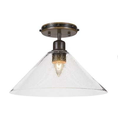 Toltec Lighting Blacksmith 1 - Light Flush Mount in  Clear Bubble with 12" Clear Bubble Shade