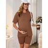 INSPIRE CHIC Women Maternity Set Tie Dye Short Sleeve and Shorts Set Pregnancy Pajama Outfits Bike Shorts - 3 of 4