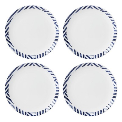 Navy and White Porcelain 12-Piece Geometric Dinnerware Set