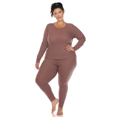 White Mark Plus Size Waffle Pajama Set