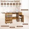 Folding Sewing & Craft Station with Locking Wheels - Mobile Table with Storage Shelves, Drawer for Bedroom & Small Spaces - 4 of 4