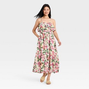 Women's Sleeveless Ruffle Maxi A-Line Dress - A New Day Pink Floral S :  Target
