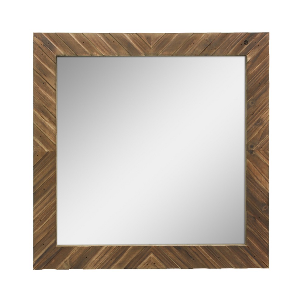 Photos - Wall Mirror Wood Chevron Decorative  Brown - Stonebriar Collection