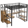 YOOCOZZ Full Size Metal Loft Bed with Built-in Desk, Shelves, Storage Stairs and Wardrobe - 3 of 4