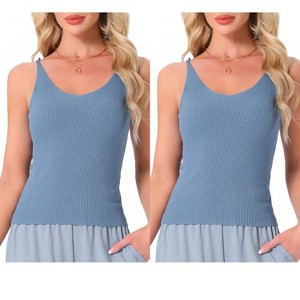 INSPIRE CHIC Womens 2 Pcs Loungewear Soft Cami Sleepshirts Pajama Shorts Sleeveless V-neck Tops - 1 of 4