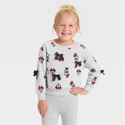 Toddler Girls' Disney Minnie Mouse Bow Pullover - Heather Gray