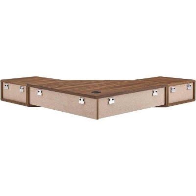 Mid-Century 47" Walnut Wall-Mounted Office Desk with Drawers