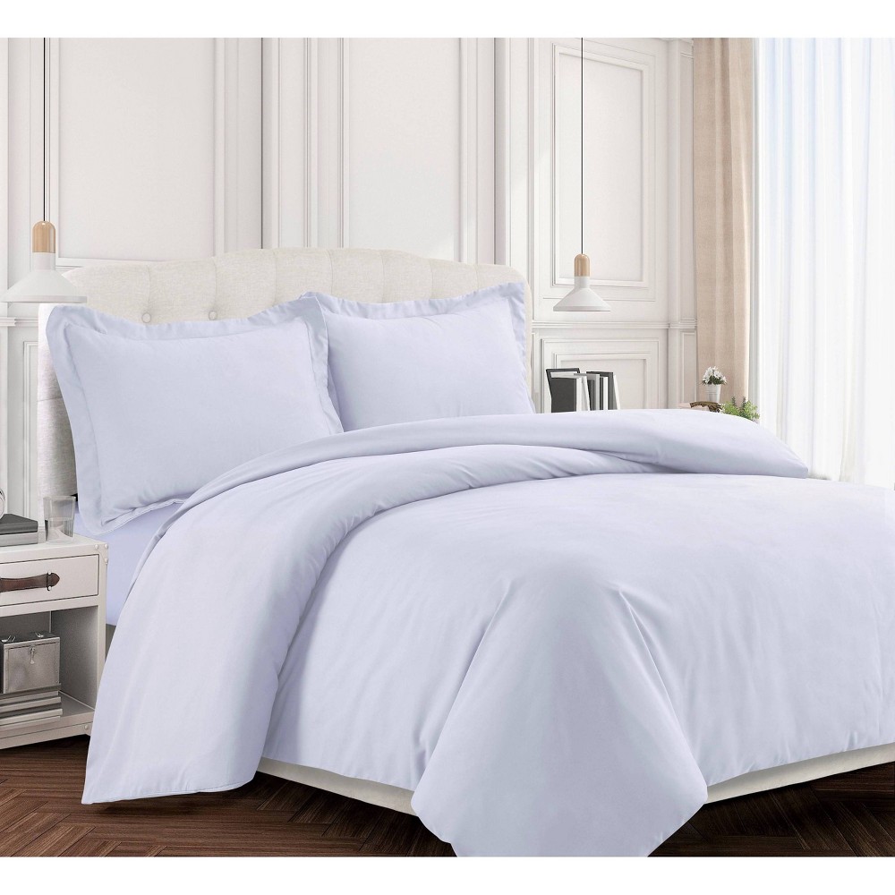 Photos - Bed Linen 3pc King Valencia Microfiber Oversized Duvet Cover Set White - Tribeca Liv