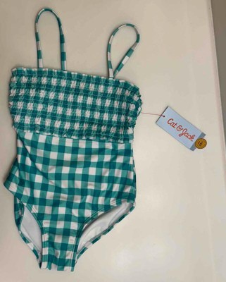 Girls' Gingham Check One Piece Swimsuit - Cat & Jack™ Green XS