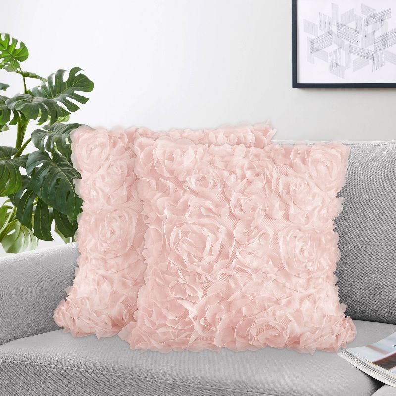 Set of 2 Rose Decorative Accent Kids&#39; Throw Pillows Blush Pink - Sweet Jojo Designs, 3 of 5