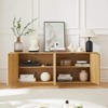 ORRD 64'' Wave Pattern Sideboard Buffet Cabinet, Natural Wood, Striped Doors - 3 of 4