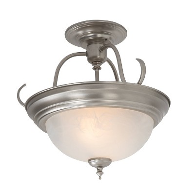Satin Nickel 17" Indoor/Outdoor Semi-Flush Bowl Light